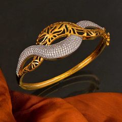Gold Rodium Polish White and Off White color Bracelet in Metal Alloy studded with Austrian diamond