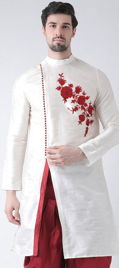 White and Off White color Kurta in Art Silk fabric with Embroidered work