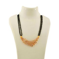 Gold Rodium Polish White and Off White color Mangalsutra in Brass studded with Austrian diamond