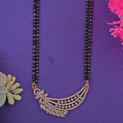 Gold Rodium Polish White and Off White color Mangalsutra in Brass studded with Austrian diamond
