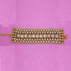 Gold Rodium Polish White and Off White color Bracelet in Brass studded with Kundan