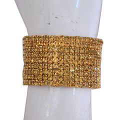 Gold Rodium Polish Gold color Bracelet in Metal Alloy studded with CZ Diamond