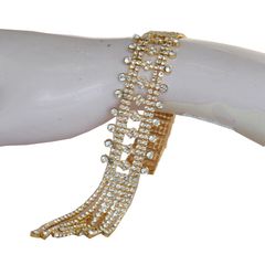 Gold Rodium Polish Gold, White and Off White color Bracelet in Metal Alloy studded with CZ Diamond