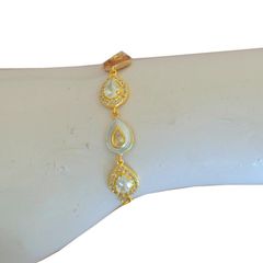 Gold Rodium Polish Gold, White and Off White color Bracelet in Metal Alloy studded with CZ Diamond