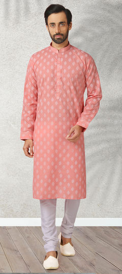 Pink and Majenta color Kurta Pyjamas in Cotton fabric with Printed work