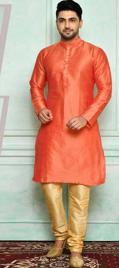 Pink and Majenta color Kurta Pyjamas in Art Silk fabric with Thread work