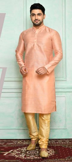 Pink and Majenta color Kurta Pyjamas in Art Silk fabric with Thread work