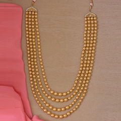 Gold Rodium Polish Gold color Necklace in Brass studded with Pearl