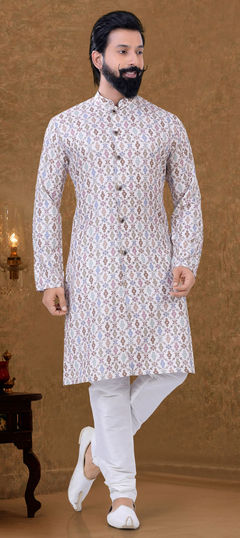 Multicolor color Kurta Pyjamas in Cotton fabric with Printed work