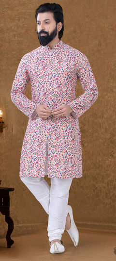 Multicolor color Kurta Pyjamas in Cotton fabric with Printed work