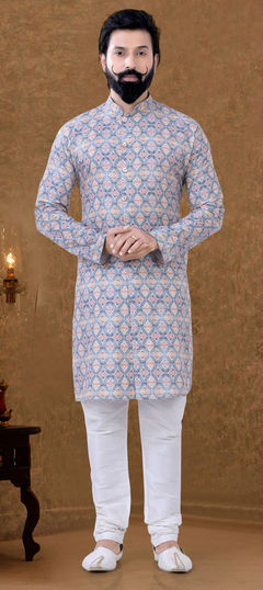 Multicolor color Kurta Pyjamas in Cotton fabric with Printed work