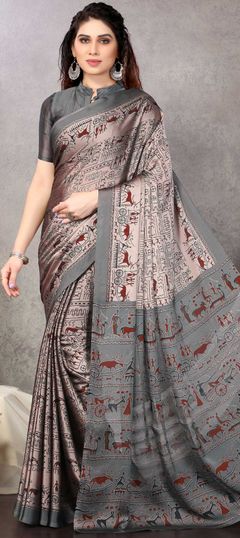 Casual, Party Wear Blue color Saree in Chiffon fabric with Classic Printed work : 1819156