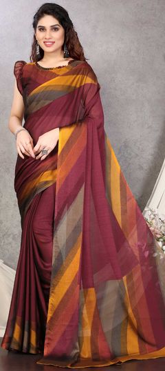 Casual, Party Wear Red and Maroon color Saree in Chiffon fabric with Classic Printed work : 1819192