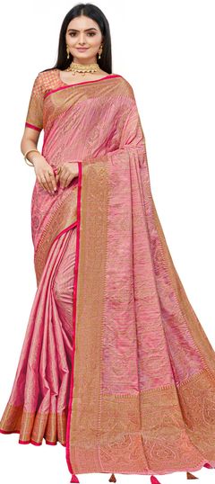 Traditional Pink and Majenta color Saree in Art Silk, Silk fabric with South Weaving work : 1823903