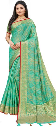 Traditional Blue color Saree in Art Silk, Silk fabric with South Weaving work : 1823907