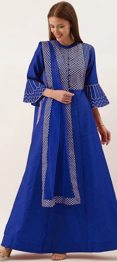 Blue color Salwar Kameez in Art Silk fabric with Gota Patti work