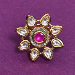 Pink and Majenta, White and Off White color Ring in Brass studded with CZ Diamond & Gold Rodium Polish : 1825059