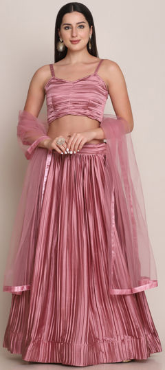 Pink and Majenta color Lehenga in Satin Silk fabric with Thread work