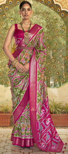 Traditional Multicolor color Saree in Patola Silk, Silk fabric with South Printed work : 1828006