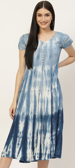 Black and Grey, Blue color Kurti in Rayon fabric with Tye n Dye work