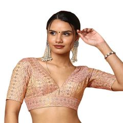 Pink and Majenta color Blouse in Blended fabric with Embroidered work