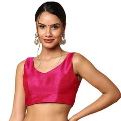 Pink and Majenta color Blouse in Blended fabric with Thread work