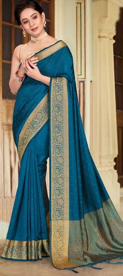 Blue color Saree in Art Silk fabric with Weaving work