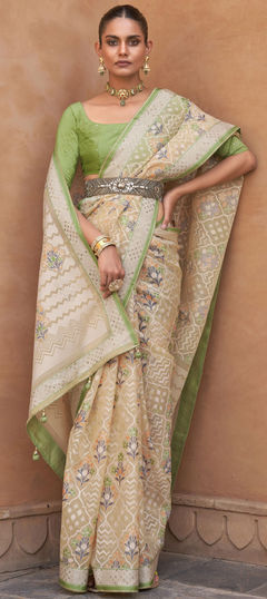 Multicolor color Saree in Brasso fabric with Printed, Stone work