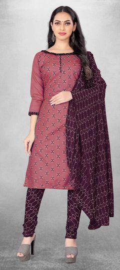 Purple and Violet color Salwar Kameez in Cotton fabric with Printed work