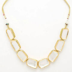 Gold Rodium Polish White and Off White color Necklace in Metal Alloy studded with Beads