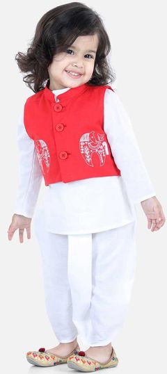 White and Off White color Boys Dhoti Kurta in Dupion Silk fabric with Thread work : 1832299