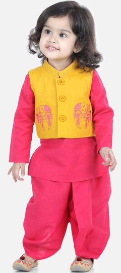 Pink and Majenta color Boys Dhoti Kurta in Dupion Silk fabric with Thread work : 1832301