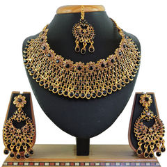 Gold Rodium Polish Black and Grey, Gold color Necklace in Metal Alloy studded with CZ Diamond