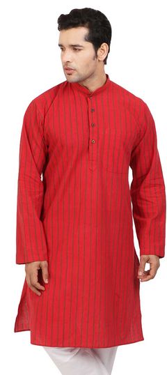 Red and Maroon color Kurta in Cotton fabric with Printed work