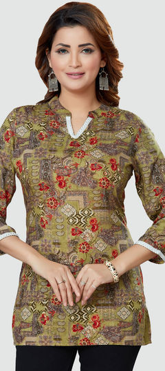 Multicolor color Kurti in Rayon fabric with Floral, Lace, Printed work