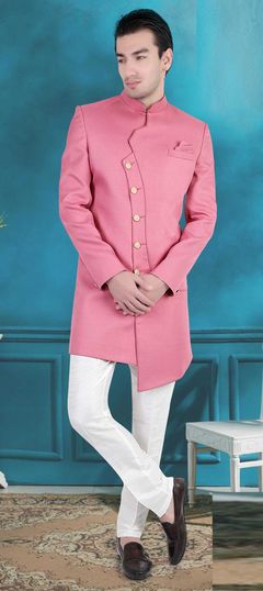 Pink and Majenta color IndoWestern Dress in Rayon fabric with Thread work