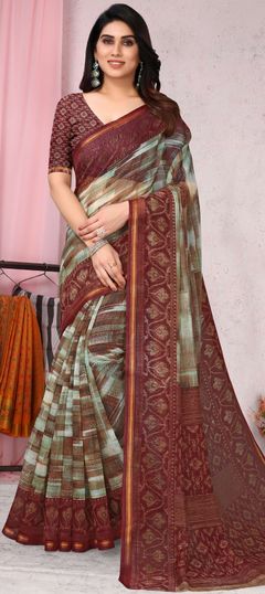 Multicolor color Saree in Cotton fabric with Printed work