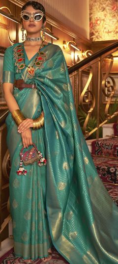 Blue color Saree in Handloom fabric with Weaving work