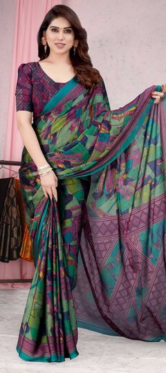 Multicolor color Saree in Chiffon fabric with Printed work