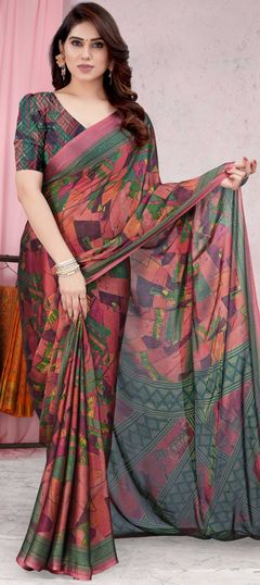 Multicolor color Saree in Chiffon fabric with Printed work