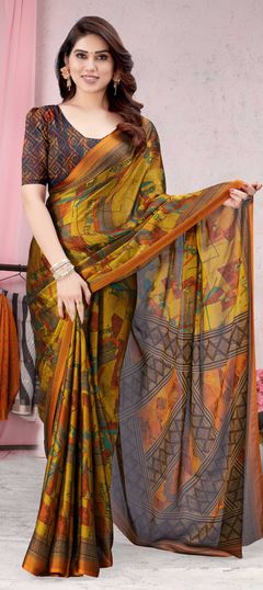 Multicolor color Saree in Chiffon fabric with Printed work