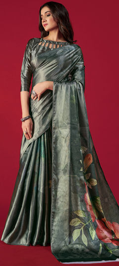 Multicolor color Saree in Crepe Silk, Silk fabric with Printed work
