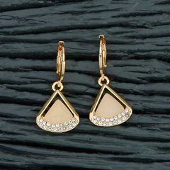 Gold Rodium Polish White and Off White color Earrings in Brass studded with American Diamond