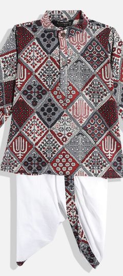 Multicolor color Boys Dhoti Kurta in Cotton fabric with Printed work : 1839270