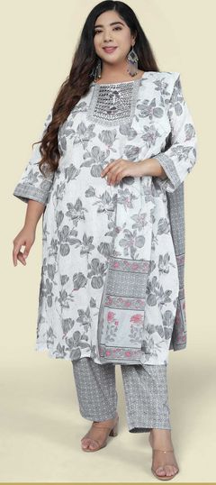 Blue color Salwar Kameez in Cotton fabric with Printed work
