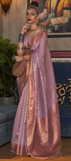 Festive, Reception, Wedding Pink and Majenta color Saree in Silk fabric with Classic Weaving work : 1842268