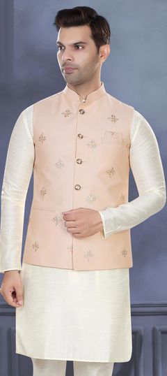 Pink and Majenta color Nehru Jacket in Rayon fabric with Embroidered, Resham, Thread work : 1842574