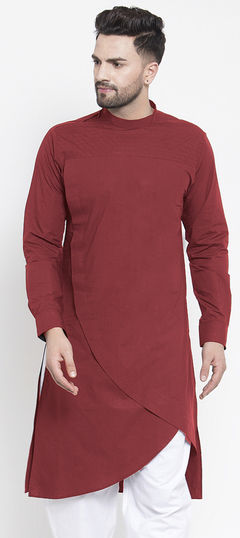 Red and Maroon color Kurta in Cotton fabric with Thread work