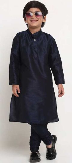 Blue color Boys Kurta Pyjama in Dupion Silk fabric with Thread work : 1842883