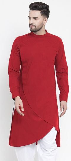 Red and Maroon color Kurta in Cotton fabric with Thread work